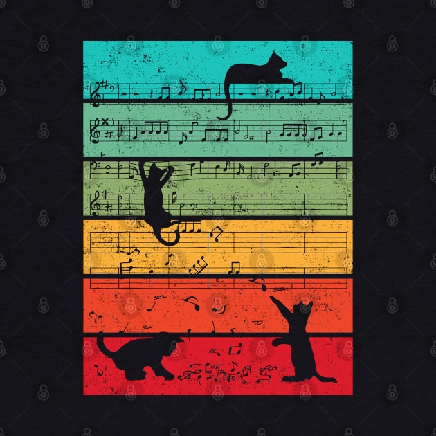 Cute Cat Kitty Music Notes Colorful Musician Clef by irvtolles